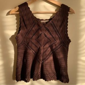 90s Brown Crochet Top